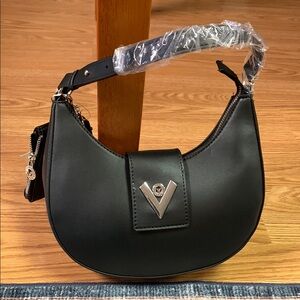Valentino Orlandi vegan leather crescent bag black Italy NWT